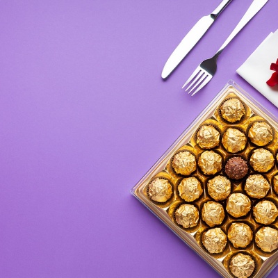 Contenitore cioccolatini pet metallizzato oro